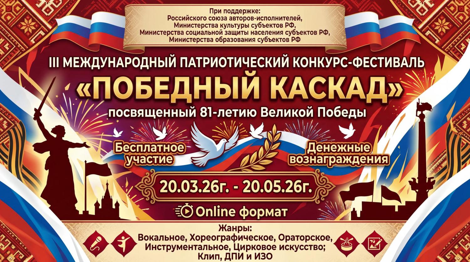 III МЕЖДУНАРОДНЫЙ ПАТРИОТИЧЕСКИЙ КОНКУРС-ФЕСТИВАЛЬ «ПОБЕДНЫЙ КАСКАД» III МЕЖДУНАРОДНЫЙ ПАТРИОТИЧЕСКИЙ КОНКУРС-ФЕСТИВАЛЬ «ПОБЕДНЫЙ КАСКАД»