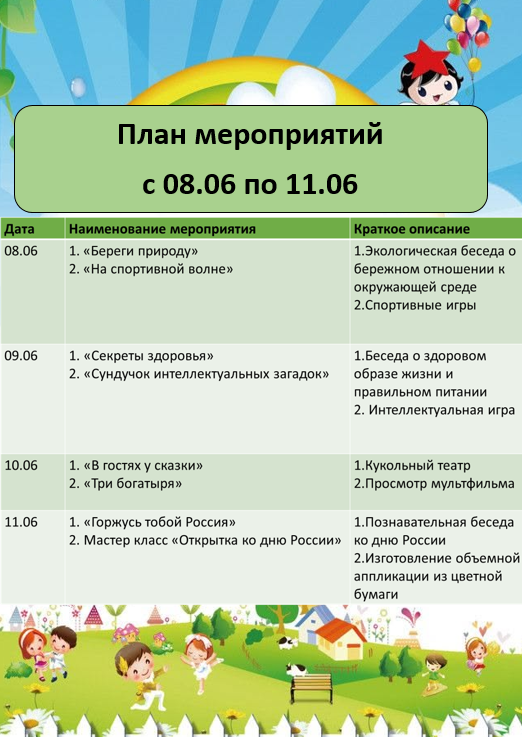 ПЛАН МЕРОПРИЯТИЙ СОЦИАЛЬНОЙ ГОСТИНОЙ С 8 ИЮНЯ ПО 11 ИЮНЯ 2026 ГОДА