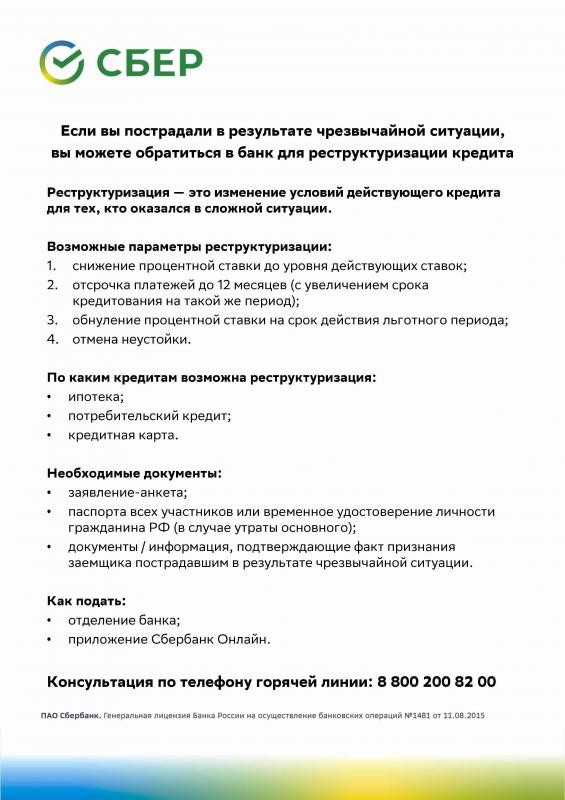 РЕСТРУКТУРИЗАЦИЯ КРЕДИТА В СЛУЧАЕ ВОЗНИКНОВЕНИЯ ЧРЕЗВЫЧАЙНОЙ СИТУАЦИИ